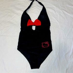 Hello Kitty Black & Red Bow One-Piece - Juniors